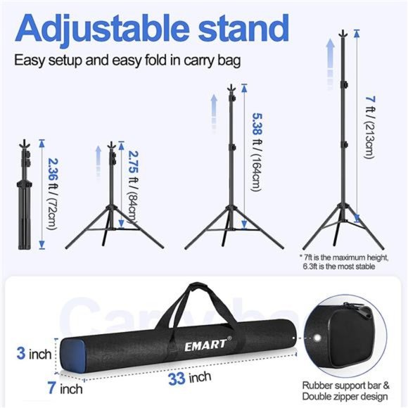 Backdrop Stand 10x7ft(WxH) Photo Studio Adjustable Background Stand Support Kit - Picture 4 of 6